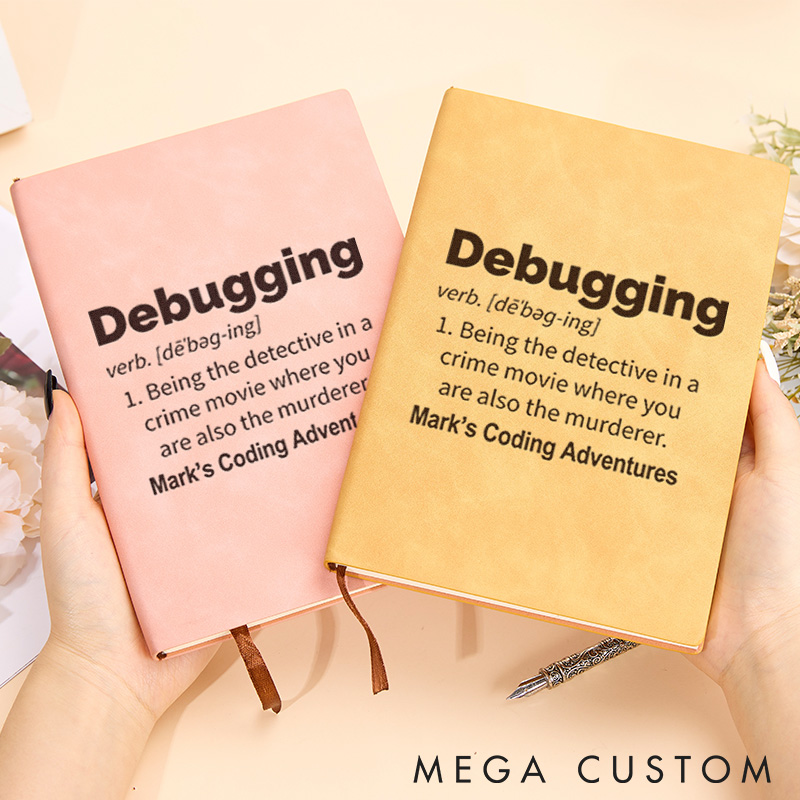Personalized Computer Technology Lovers Leather Notebook Programmer Debugging Journal Gift for Geek Nerd
