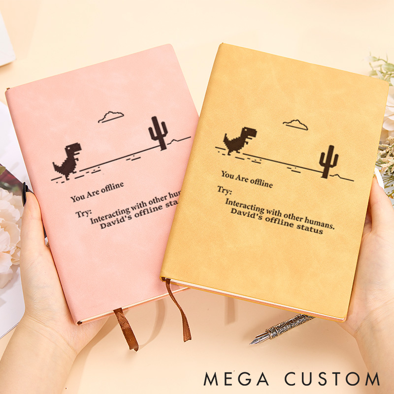 Personalized Offline Mode Programmer Lovers Leather Notebook Computer Technology Lover Journal Gift for Geek Nerd