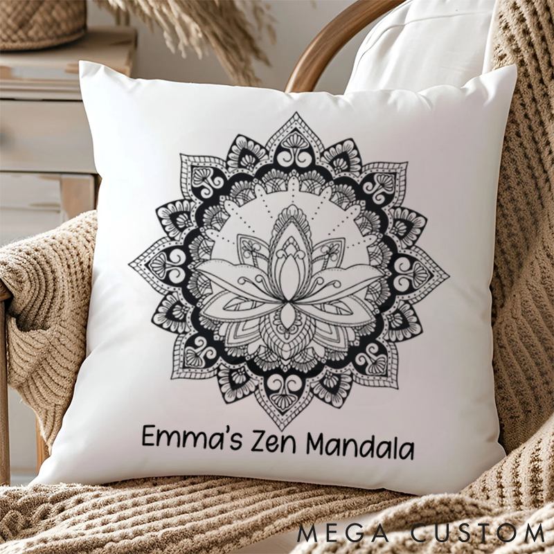 Personalized Mandala Flower Pillows Meditation Yoga Pillows Gift  Idea for Yoga Lover