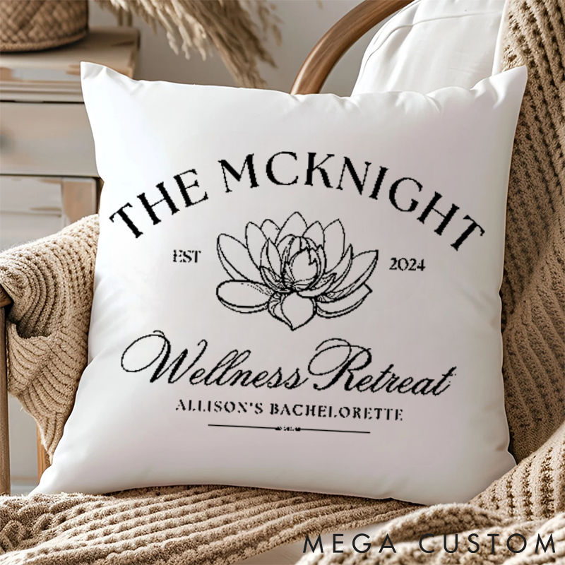 Personalized Lotus Pattern Yoga Pillows "WELLNESS RETREAT" Pillows Yoga Pillows Gift  Idea for Yoga Lover