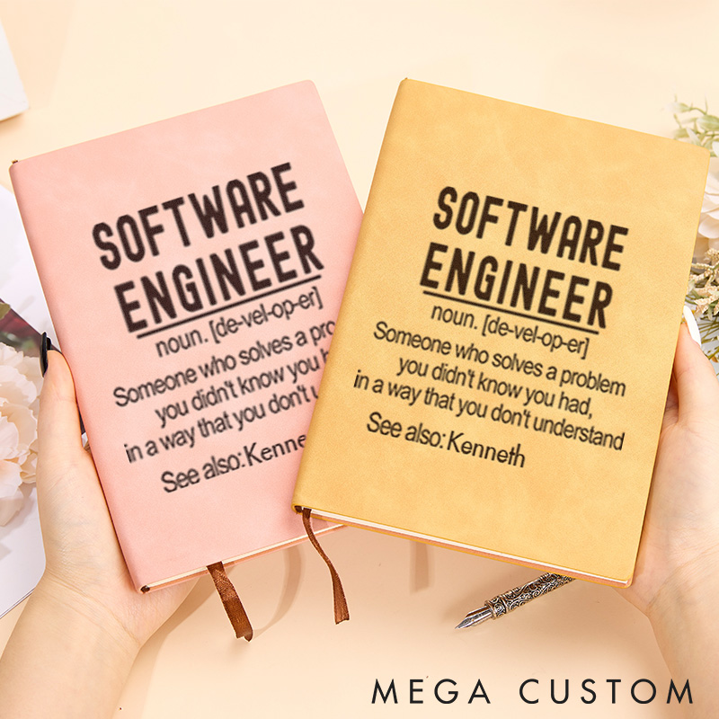 Personalized Engineer Programmer Leather Notebook Computer Technology Lovers Journal Gift for Geek Nerd