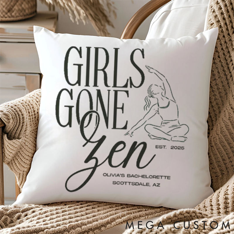 Personalized "Girls Gone Zen" Themed Pillows Yoga Action Pillows Activity Theme Pillows Yoga Pillows Gift  Idea for Yoga Lover