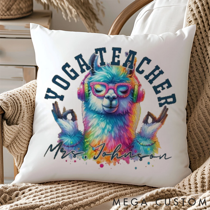 Personalized "Yoga Teacher" Themed Pillows Alpaca Meditation Pillows Yoga Pillows Gift  Idea for Yoga Lover