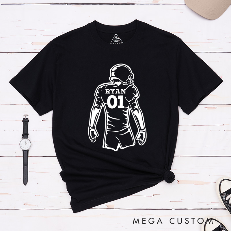 [Copy]Personalized American Football T-Shirt with Custom Favorite Team Name and Number-Football Season Tee