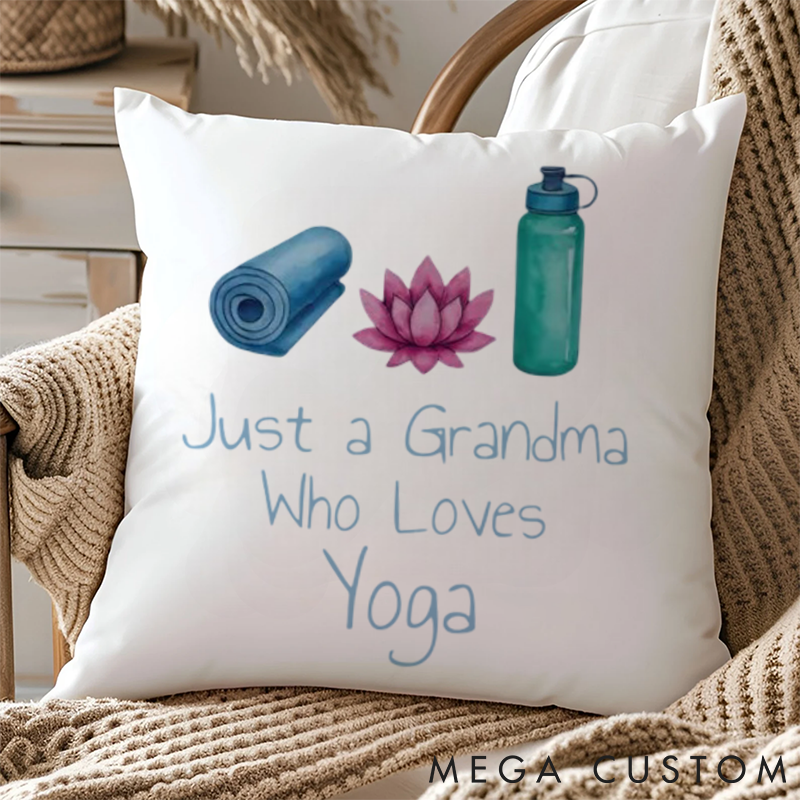 Personalized Yoga Lotus and Water Bottle Illustration Pillows Yoga Pillows Gift  Idea for Yoga Lover