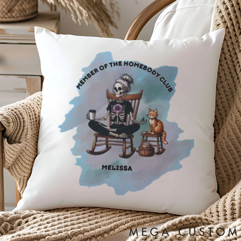 Personalized "Member of the Homebody Club" Themed Pillows Homebody Enthusiast Pillows Yoga Pillows Gift  Idea for Yoga Lover