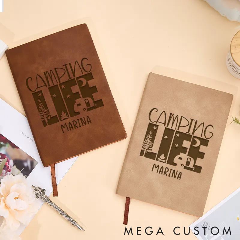 Personalized Camping Life Leather Notebook Embrace the Outdoors Journal Gift for Traveling Hiking Lovers 