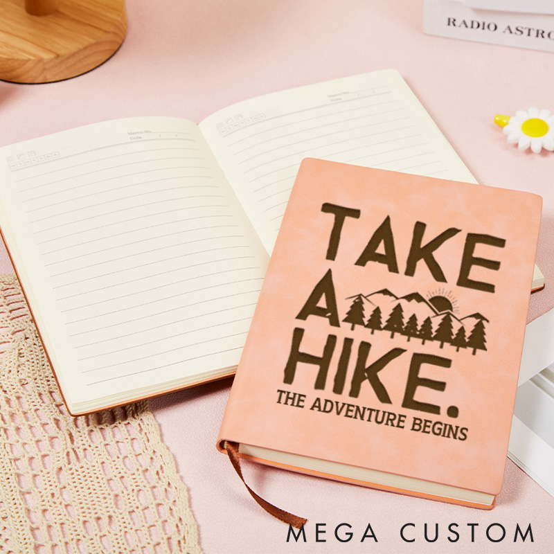 Personalized Take A Hike Leather Notebook The Adventure Awaits Journal Gift Traveling Hiking Outdoor Lovers 