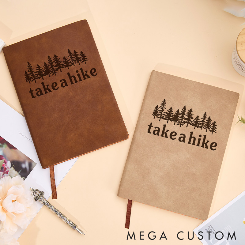 Personalized Take A Hike Leather Notebook Embrace The Outdoors Adventures Traveling Hiking Journal 