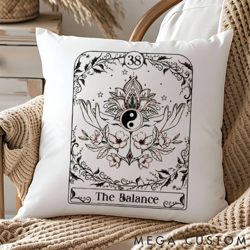 Personalized "The Balance" Themed Pillows Yin Yang Pattern Pillows Yoga Pillows Gift  Idea for Yoga Lover