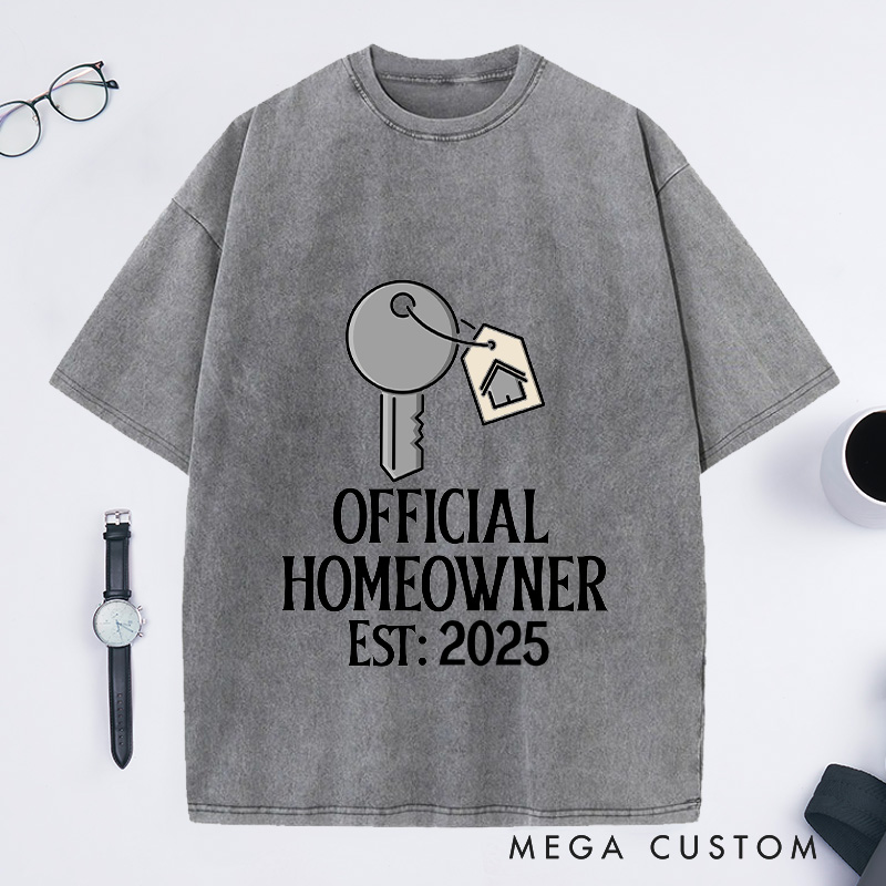 Personalized Official Homeowner T-Shirt Housewarming Custom Key Tag Celebration Gift