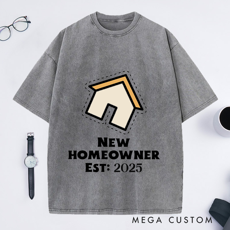 Personalized New Homeowner T-Shirt Housewarming Custom Dotted House Celebration Gift