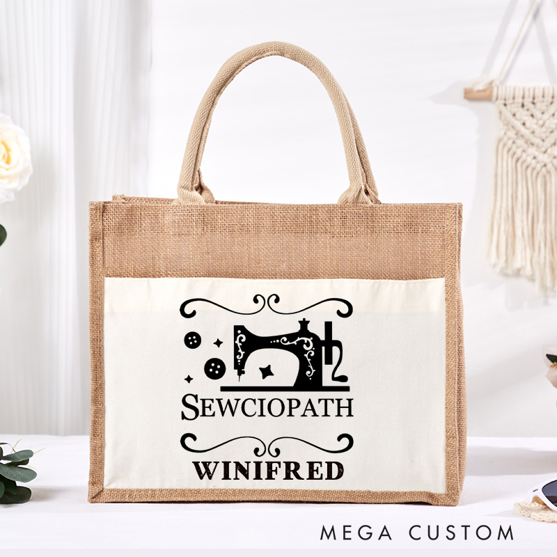 Personalized Sewciopath Tote Bag Sewing Lovers Bag with Name Sewing Machine Tote Bag Tailor Gift