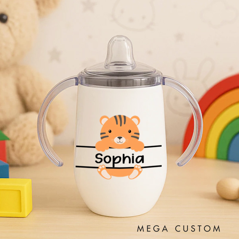 Personalised Sippy Cup with Animal Baby Training Cup Baby Birthday Gif Baby Boy or Girl Gift