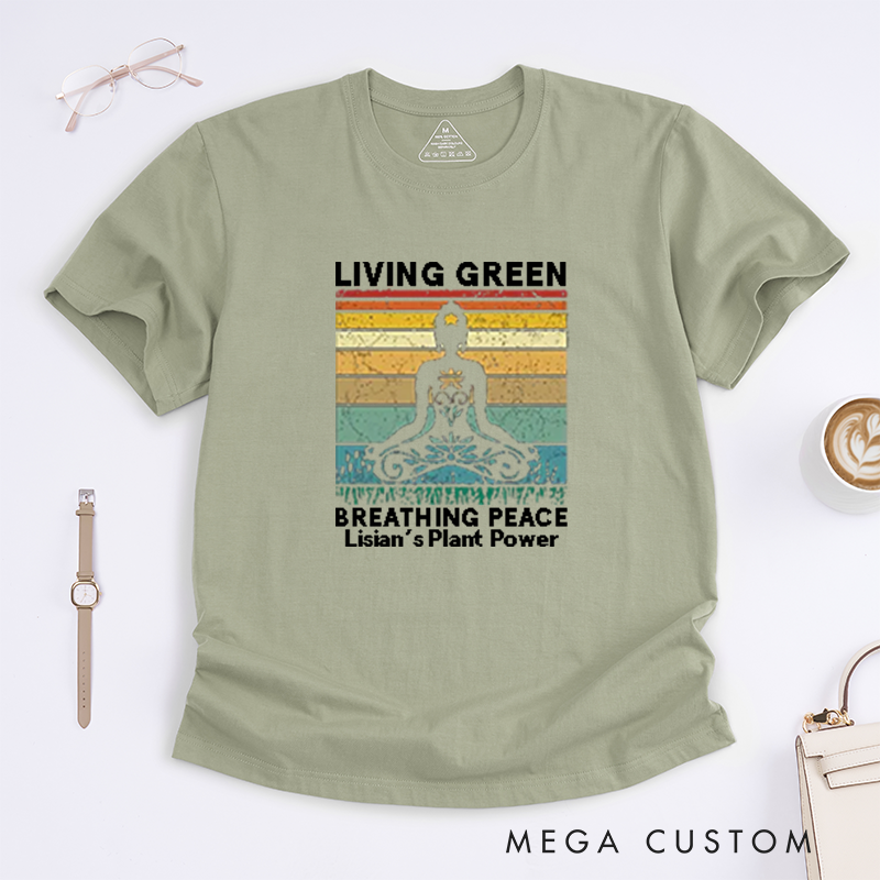 Personalized Powered By Plants Yoga T-Shirt Excitation T-Shirt Positive Yoga Lover T-Shirt Yoga Gift for Her