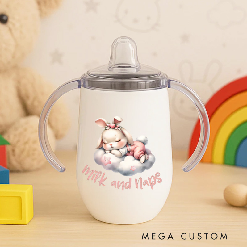 Personalised Milk and Naps Sippy Cup Baby Training Cup Baby Birthday Gif Baby Boy or Girl Gift