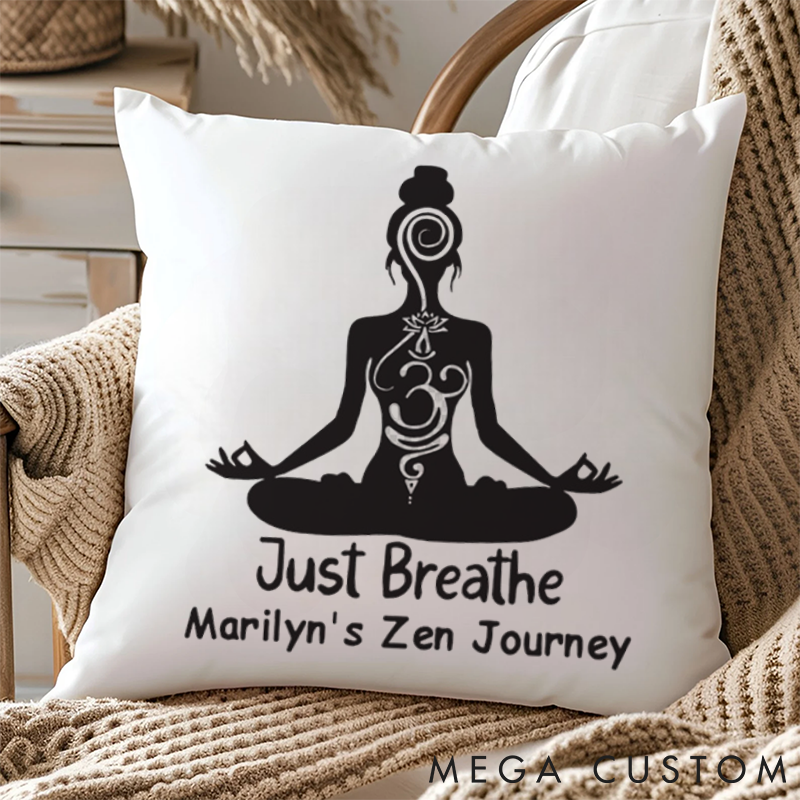 Personalized Yoga Silhouette Pillows Lotus and "Om" Symbol Pillows Yoga Pillows Gift  Idea for Yoga Lover