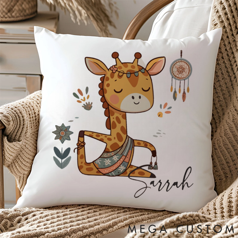 Personalized Yoga Giraffe Pillows Bohemian Style Pillows Meditation Pillow Yoga Pillows Gift  Idea for Yoga Lover