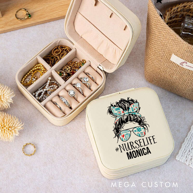 Personalized Jewelry Box for Nurse Custom NurseLife Style Design Travel Jewelry Box Leather Jewelry Organizer Nurse Appreciation Gift 