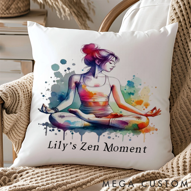 Personalized Yoga Meditation Pillows Watercolor Ink Style Pillows Yoga Pillows Gift  Idea for Yoga Lover