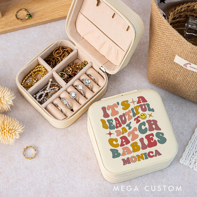 Personalized Jewelry Box for Nurse Custom It's A Beautiful Day to Catch Babies Design Travel Jewelry Box Nurse Appreciation Gift 