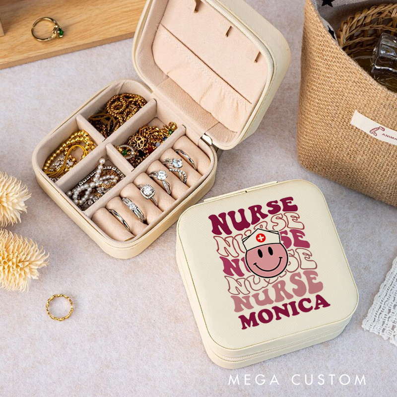 Personalized Jewelry Box for Nurse Custom Smiling Nurse Pride Design Travel Jewelry Box Nurse Appreciation Gift 
