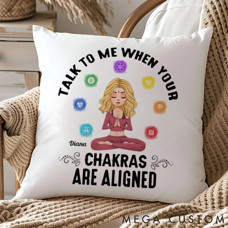 Personalized Blonde Meditation Woman Pillows Chakra Pattern Pillows Yoga Pillows Gift  Idea for Yoga Lover
