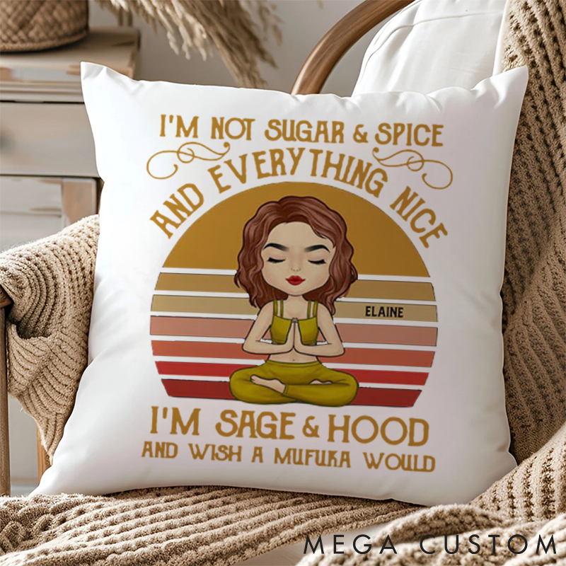 Personalized Meditation Women Yoga Pillows Retro Radial Circular Pattern Pillows Yoga Pillows Gift  Idea for Yoga Lover