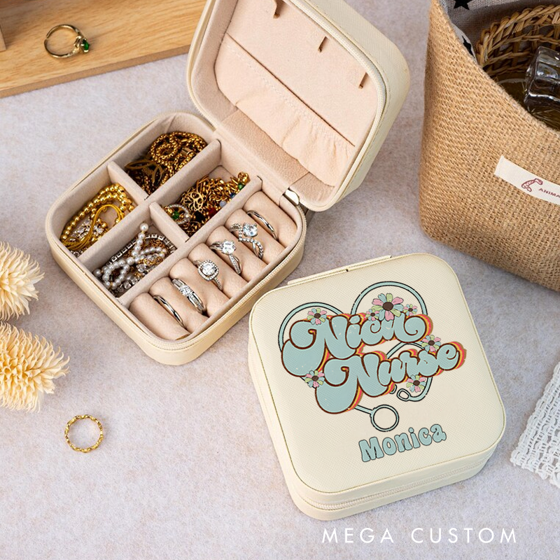 Personalized Jewelry Box for Nurse Custom Nice Nurse a Heart of Care Design Travel Jewelry Box Nurse Appreciation Gift 