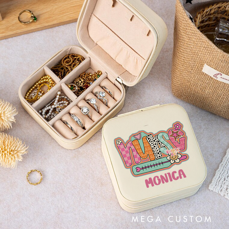Personalized Jewelry Box for Nurse Custom Nurse Fun and Fabulous Design Travel Jewelry Box Leather Jewelry Organizer Nurse Appreciation Gift 