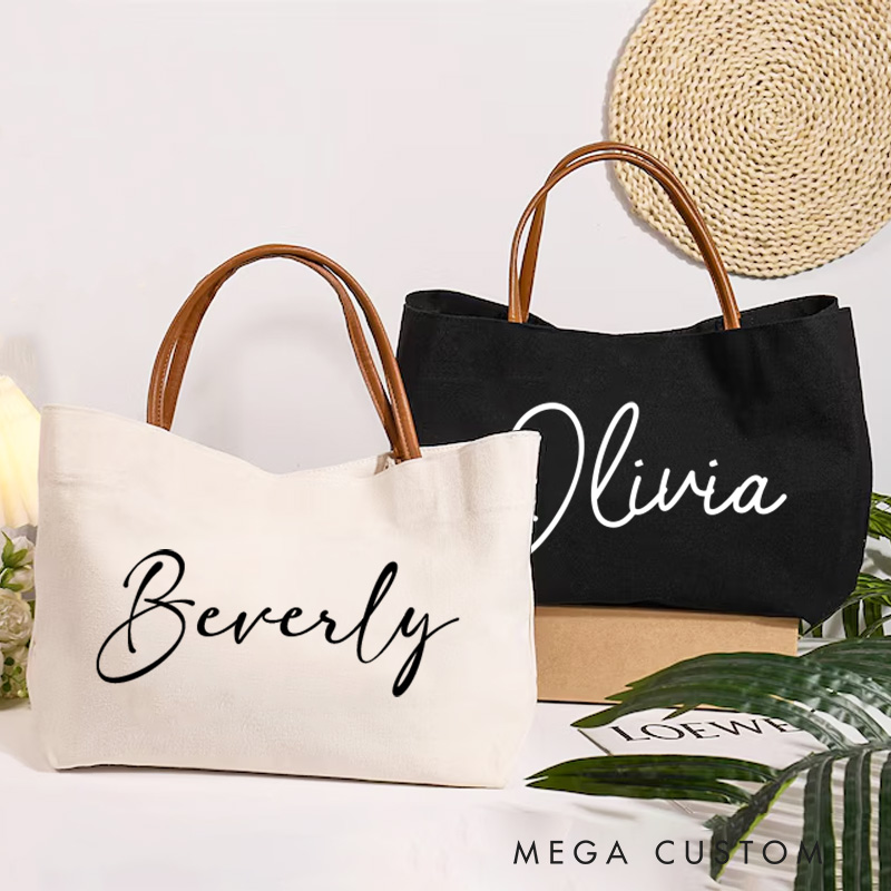 Personalized Canvas Tote Bag with Name Gift for Her Beach Party Gift Bachelorette Gift