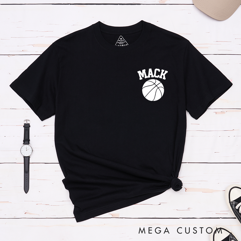 Personalized Basketball T-Shirt with Custom Name and Minimalist Basketball Graphic for a Stylish Look