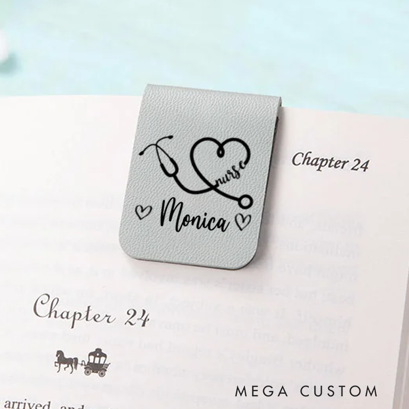 Personalised Leather Magnetic Bookmark for Nurse Cute Bookmark Gift Nurse Graduation Gift Book Lover Gift Birthday Gift for Her