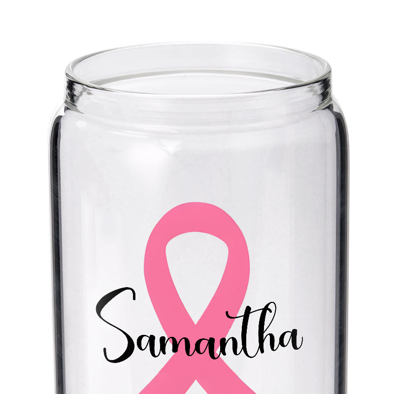 Personalized In My Cancer Warrior Era Pink Ribbon Engraved Glass for Strong Fighters and Survivors Glasse Cup