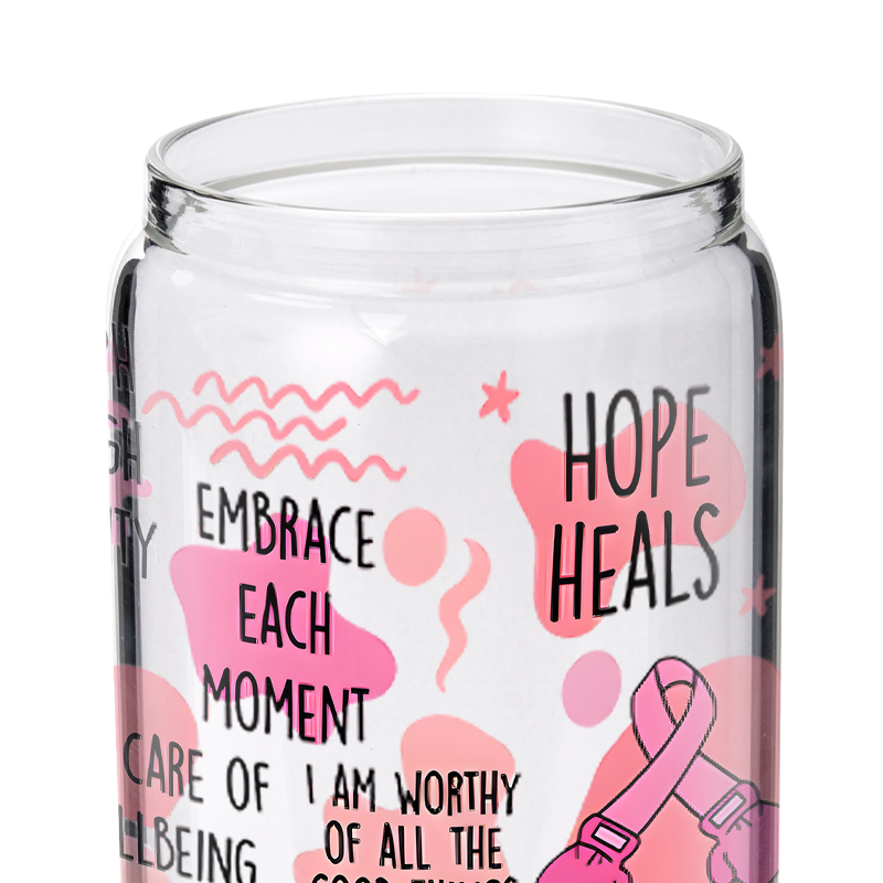 Personalized Breast Cancer Warrior Glass with Motivational Quotes for Hope and Strength Glasse Cup