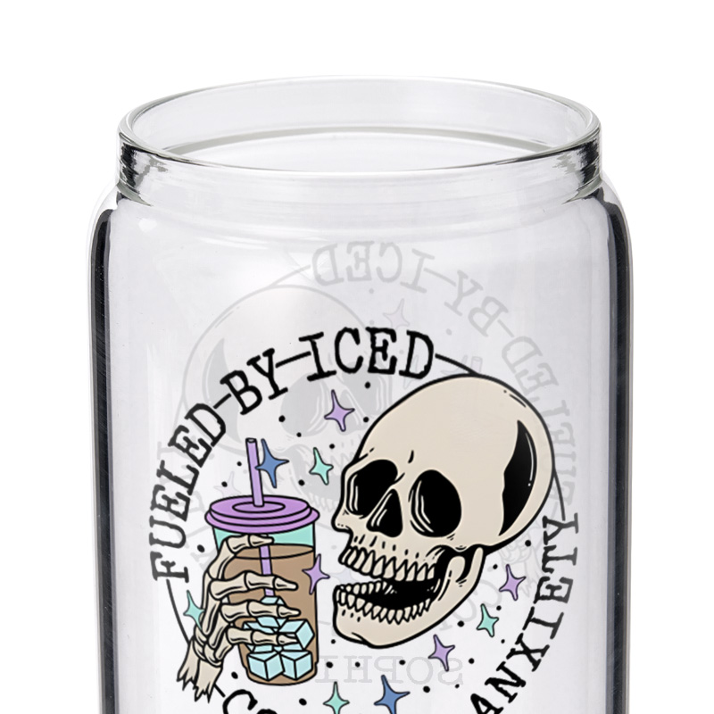 Personalized Skeleton and Floral Anxiety Glass for Gothic and Aesthetic Design Creative Glasse Cup