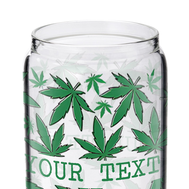 Personalized Green Leaf Pattern Custom Text Engraved Glass for Relaxation and Unique Style Creative Glasse Cup