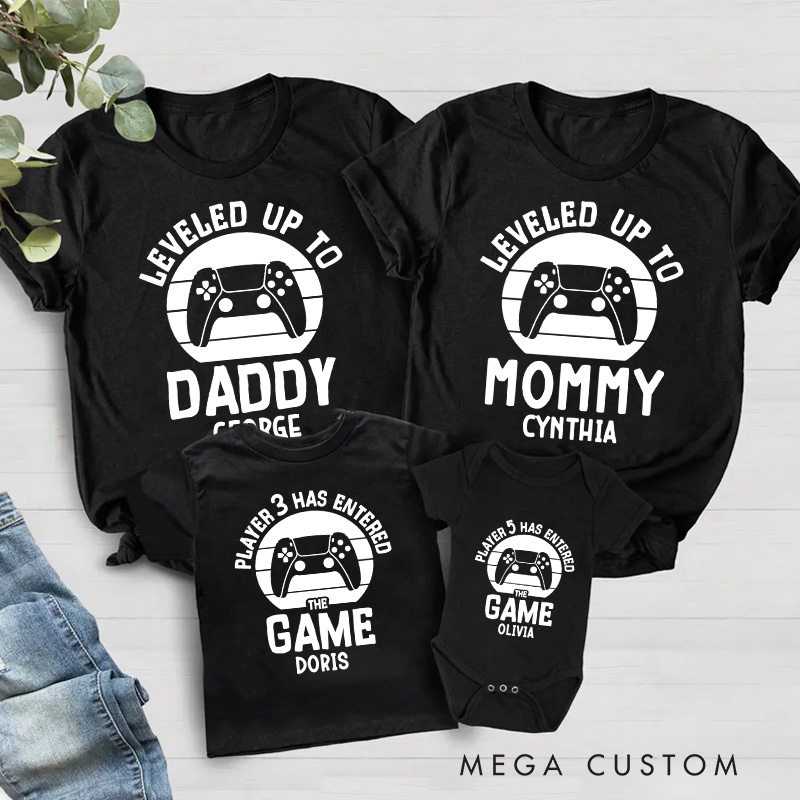 Personalized New Player Family Matching T-Shirts New Father Mother Shirts Funny Gamer Family Shirts Newborn Baby Gift Geek Gaming Shirt Father's Day