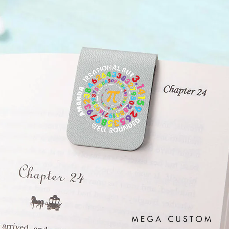 Personalized Teacher Leather Magnetic Bookmark Irrational but Well-Rounded Pi Design Cheerful and Fun Style Gift for Teachers