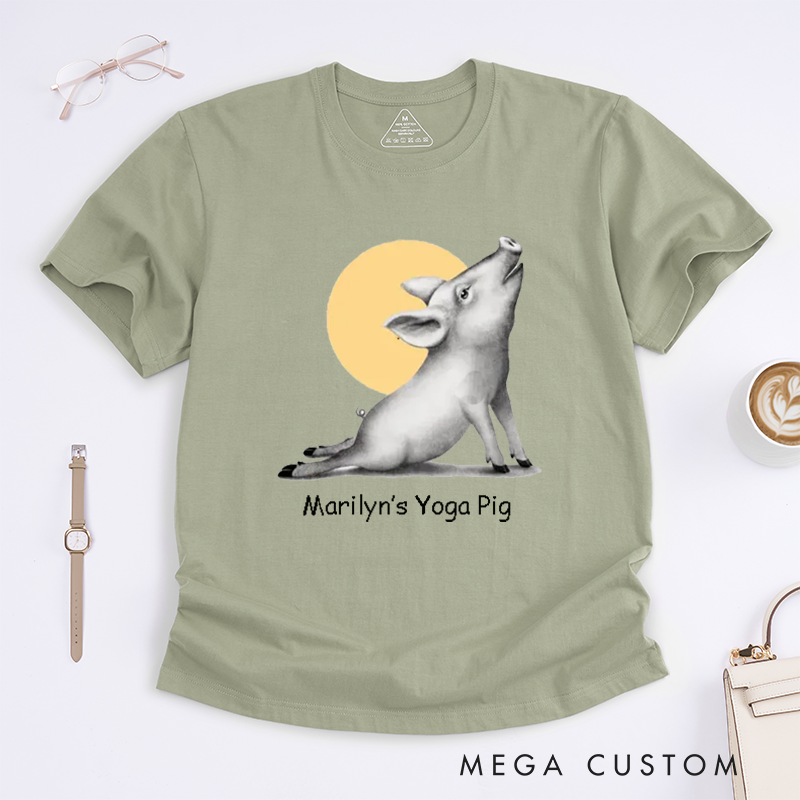 Personalized Vintage Style Animal Yoga Classic T-Shirt Meditation Series The Upper Facing Pig  Kindness And Respect for All T-Shirt