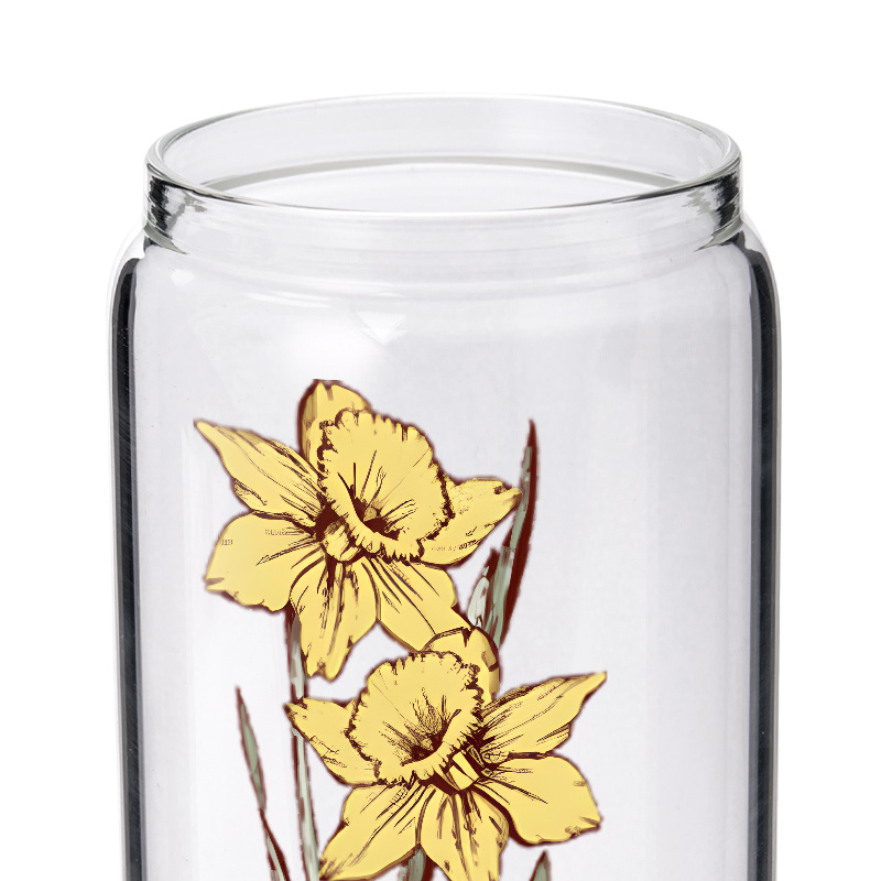 Personalized Birthday Flower Engraved Name Glass for Delicate and Feminine Aesthetic Beautiful Glasse Cup