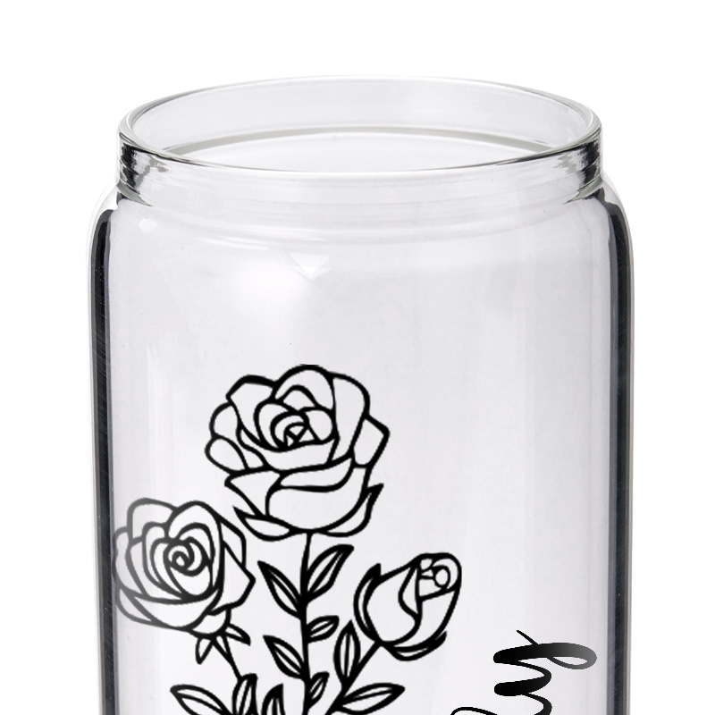 Personalized Art Birthday Floral Name Glass for Timeless and Artistic Design Chic Glasse Cup