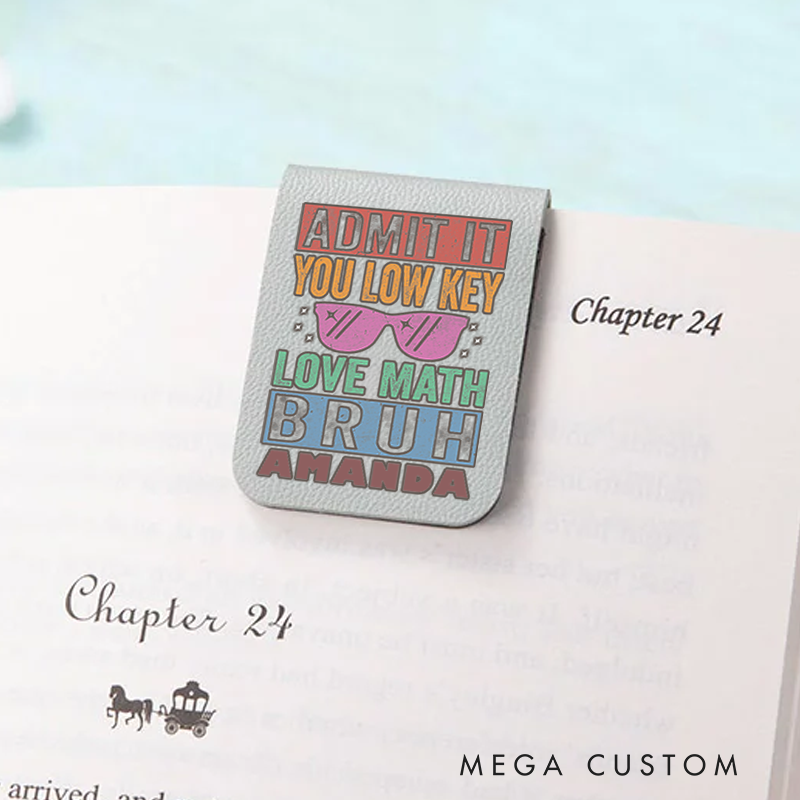 Personalized Teacher Leather Magnetic Bookmark Low Key Love Math Design Fun and Playful Style Gift for Teachers