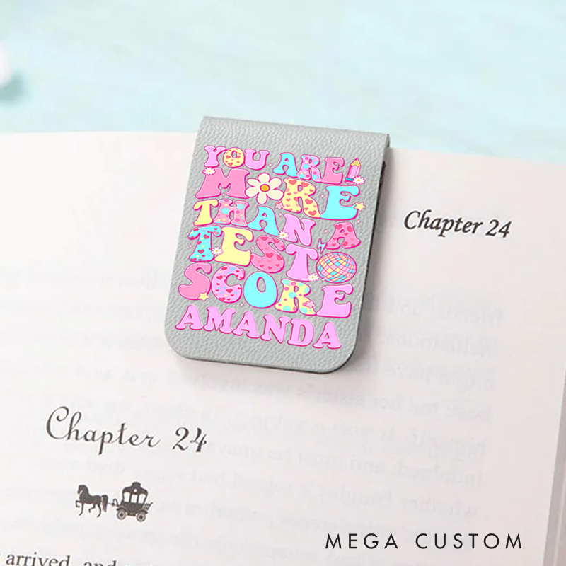 Personalized Teacher Leather Magnetic Bookmark You Are More Than a Test Score Pastel and Whimsical Design Gift for Teachers