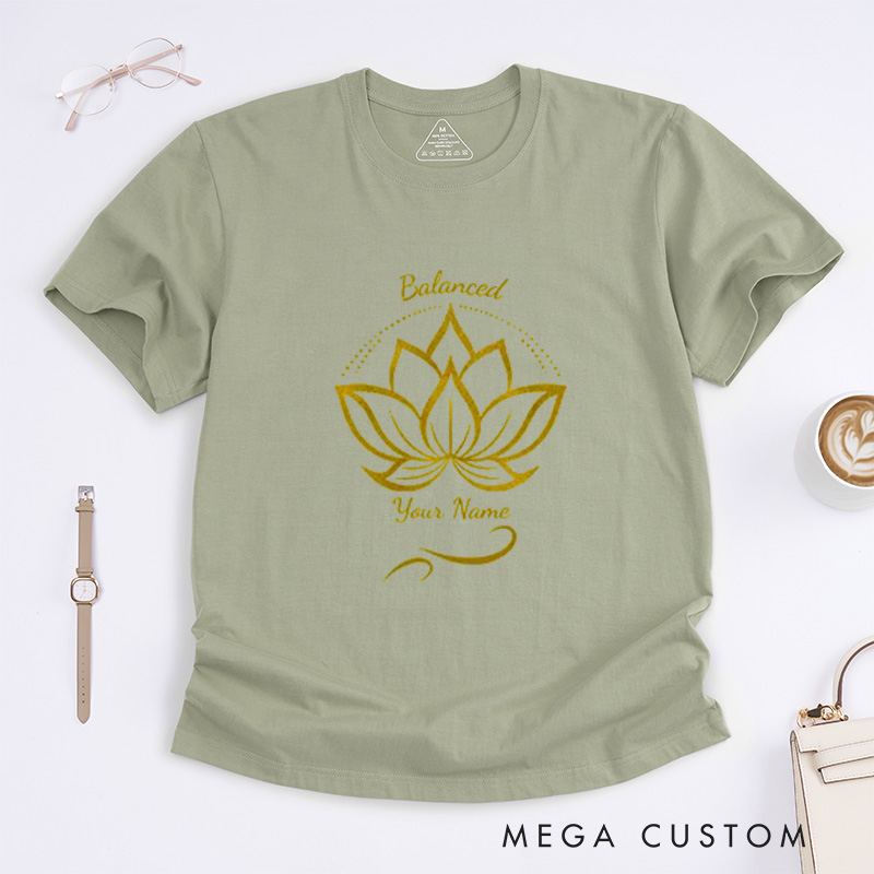 Personalized Lotus T-Shirt for Women Gift for Her Yoga Lover Gift Yoga Group T-Shirt Yoga Instructor Gift