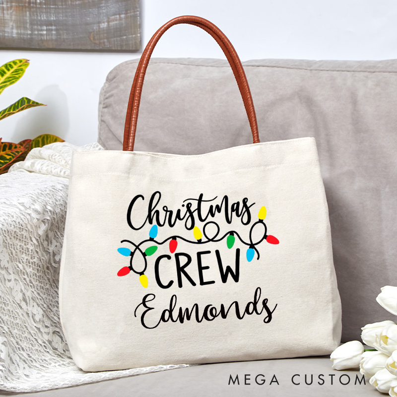 Personalized Christmas Crew Tote Bag Custom Christmas Lights Bag Baking Lover Bag Backing Lover Gift for Baker Gift Christmas Gift