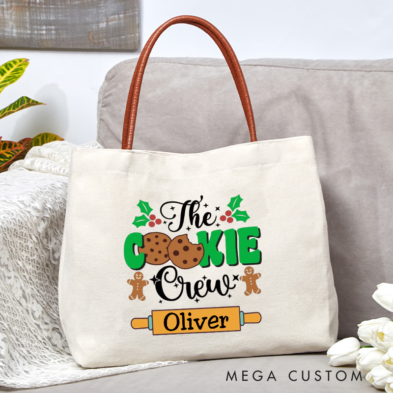 Personalized The Christmas Cookie Crew Tote Bag Custom Baking Canvas Bag Cookie Bag Backing Lover Gift for Baker Gift