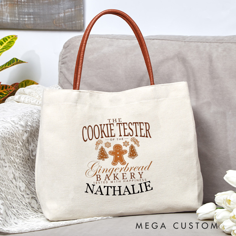 Personalized Cookie Tester Tote Bag Baking Canvas Bag Gingerbread Bakery Tested with Happiness Bag Backing Lover Gift Baker Christmas Gift
