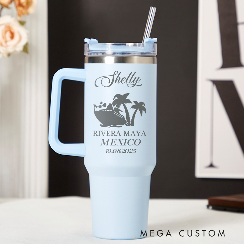 Personalized Rivera Maya Mexico Tumbler Engraved Stainless Steel Tumbler Traveling Lover Gift for Vacation