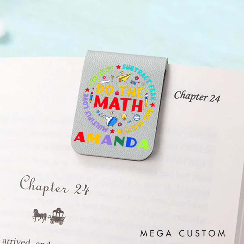 Personalized Teacher Leather Magnetic Bookmark Do the Math Fun and Educational Design Gift for Teachers